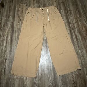 Old Navy Drapey Drawcord Wide Leg Pants Women's 16 Tall High Rise Brown Baggy